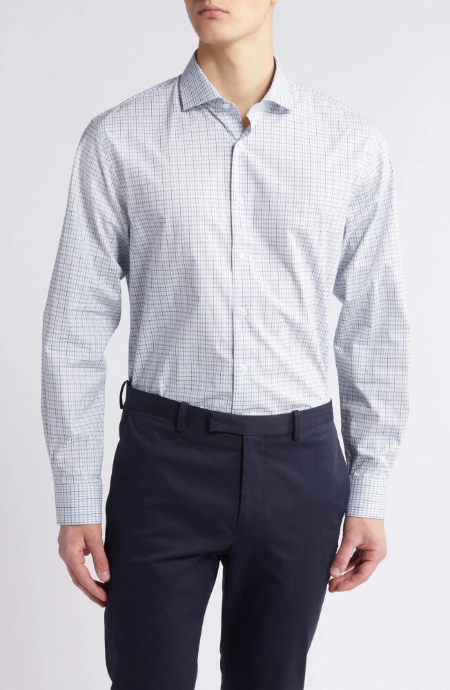 Nordstrom Tech-Smart Traditional Fit Check Performance Dress Shirt in Blue- White Micro Shadow Cover