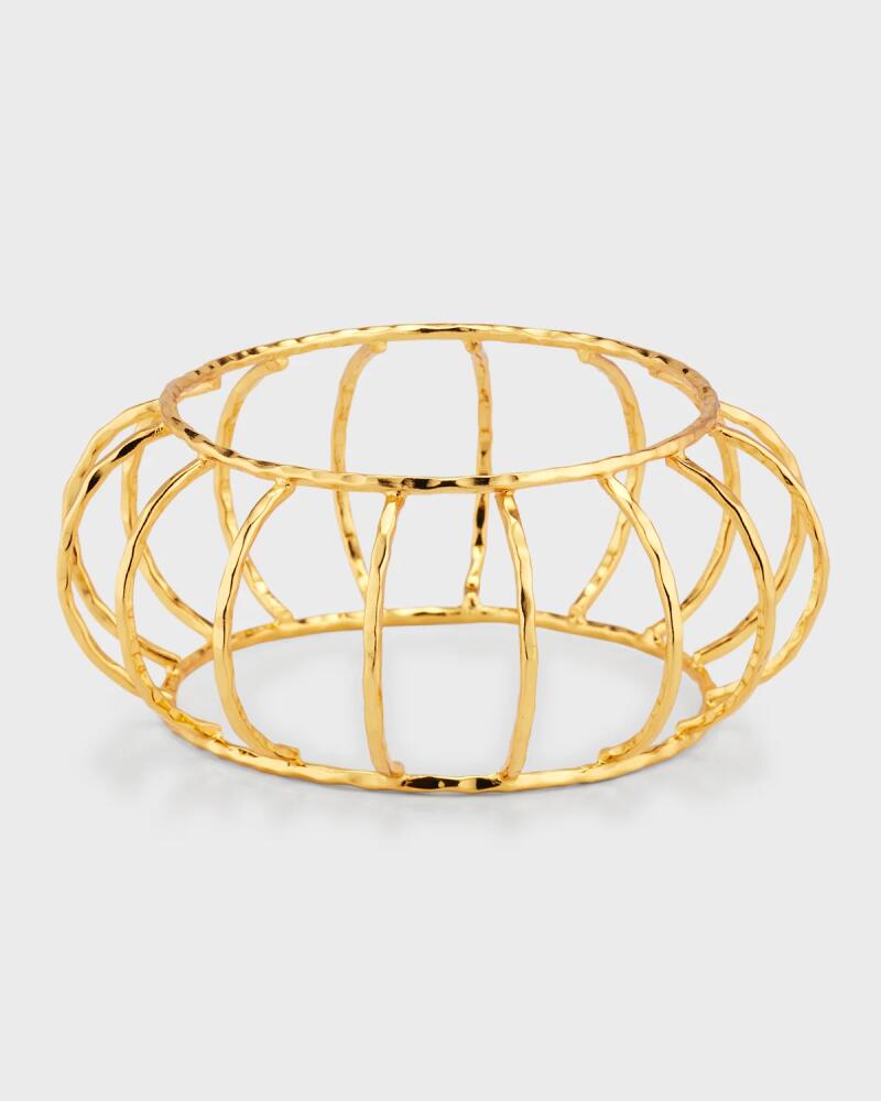 NEST Jewelry Hammered Gold Statement Cage Bangle Bracelet Cover