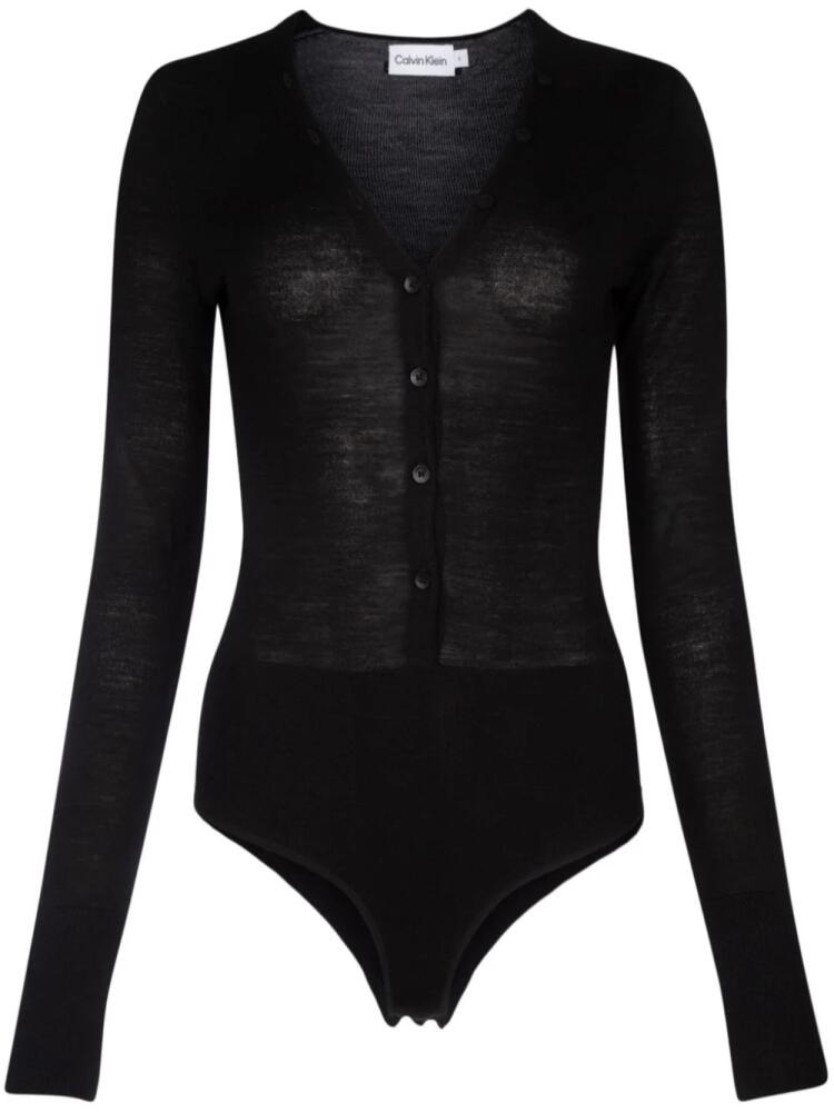 Calvin Klein button-up wool bodysuit - Black Cover