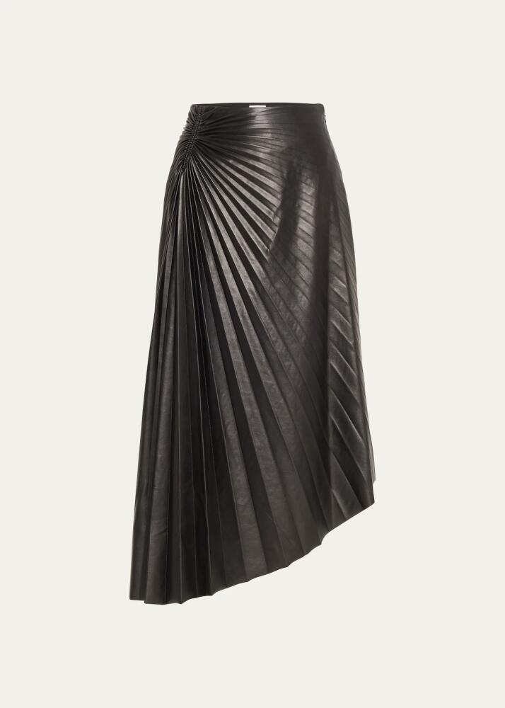 A.L.C. Tracy Pleated Side-Ruched Faux Leather Maxi Skirt Cover