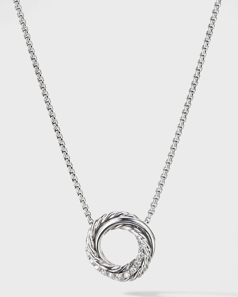 David Yurman Crossover Mini Pendant Necklace with Diamonds in Silver, 15mm, 16-17"L Cover