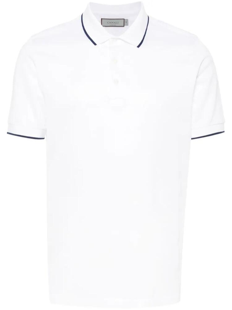 Canali contrast-trim polo shirt - White Cover