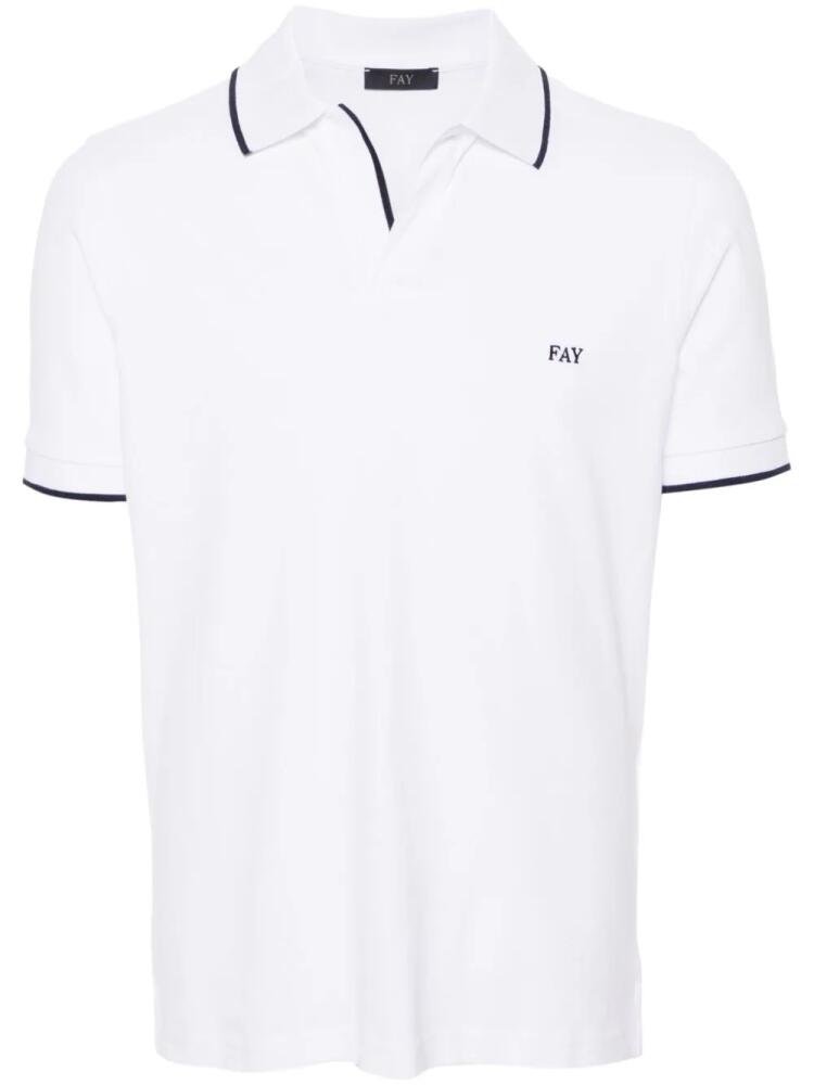 Fay logo-embroidered piqué polo shirt - White Cover