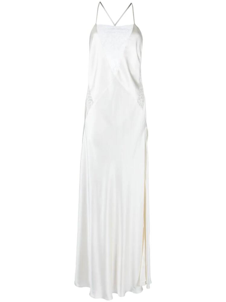 Michelle Mason lace-inset gown long sleeveless dress - White Cover