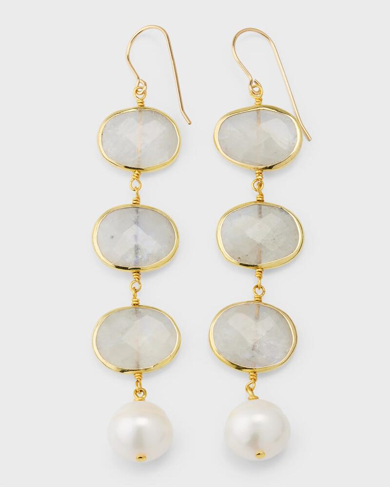 NEST Jewelry Moonstone and Pearl Linear Drop Earrings Cover