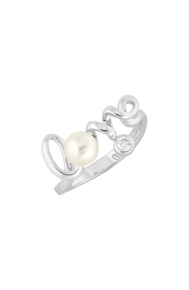 Mikimoto Love Script Pearl & Diamond Ring in 18Kw Cover