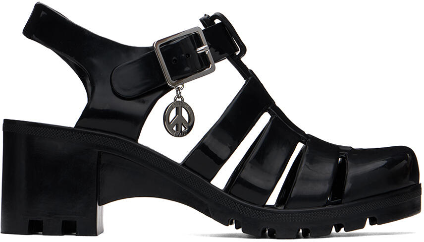 Moschino Jeans Black Jelly Heeled Sandals Cover