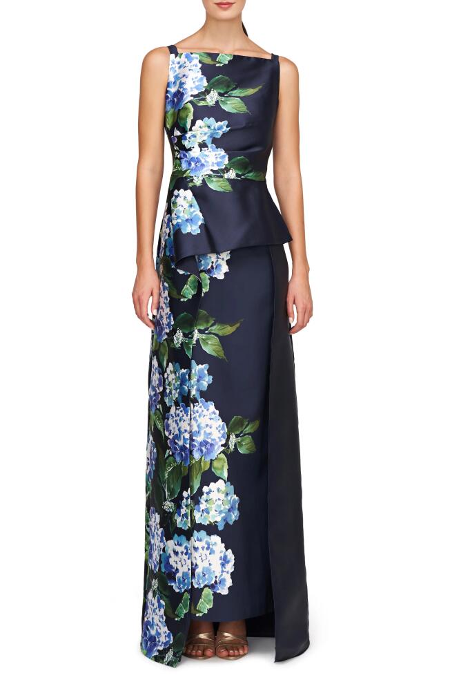 Kay Unger Barbara Floral Gown in Midnight Blue Cover