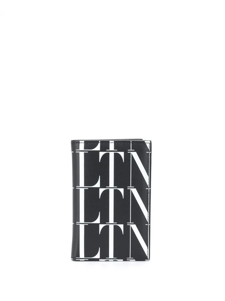 Valentino Garavani VLTN-print leather cardholder - Black Cover