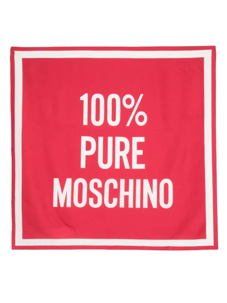 Moschino logo-jacquard silk scarf - Red Cover