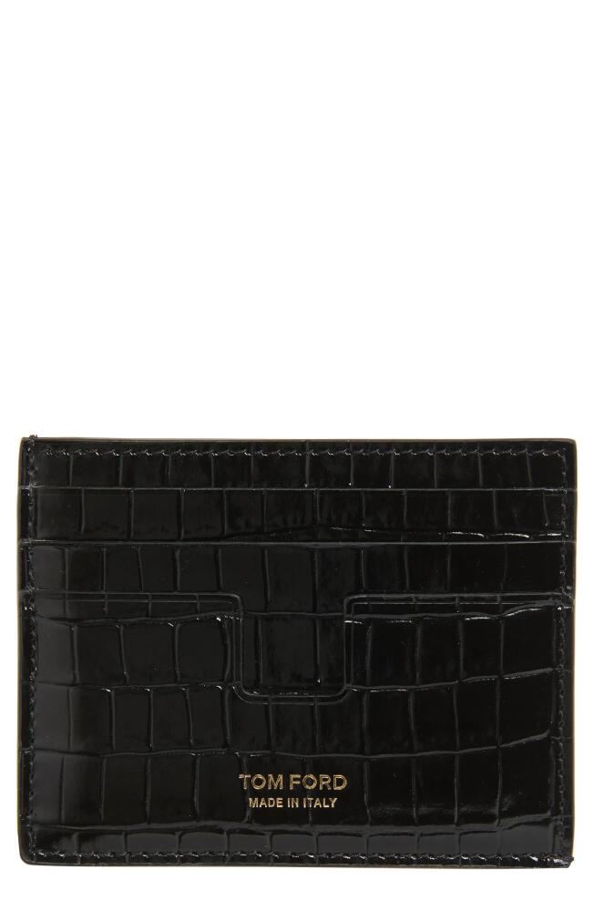 TOM FORD T-Line Croc Embossed Patent Leather Card Holder Embossed Patent Leather Card HolderCrocT-Line in Black Cover