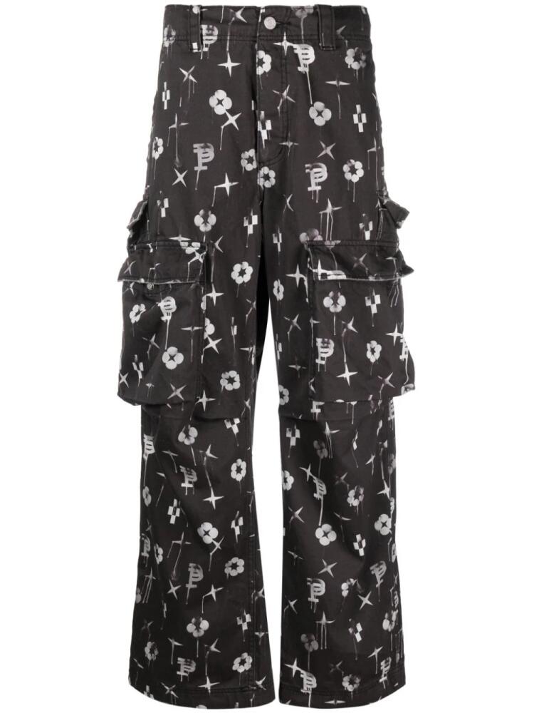 Purple Brand P527 monogram-print cargo trousers - Black Cover