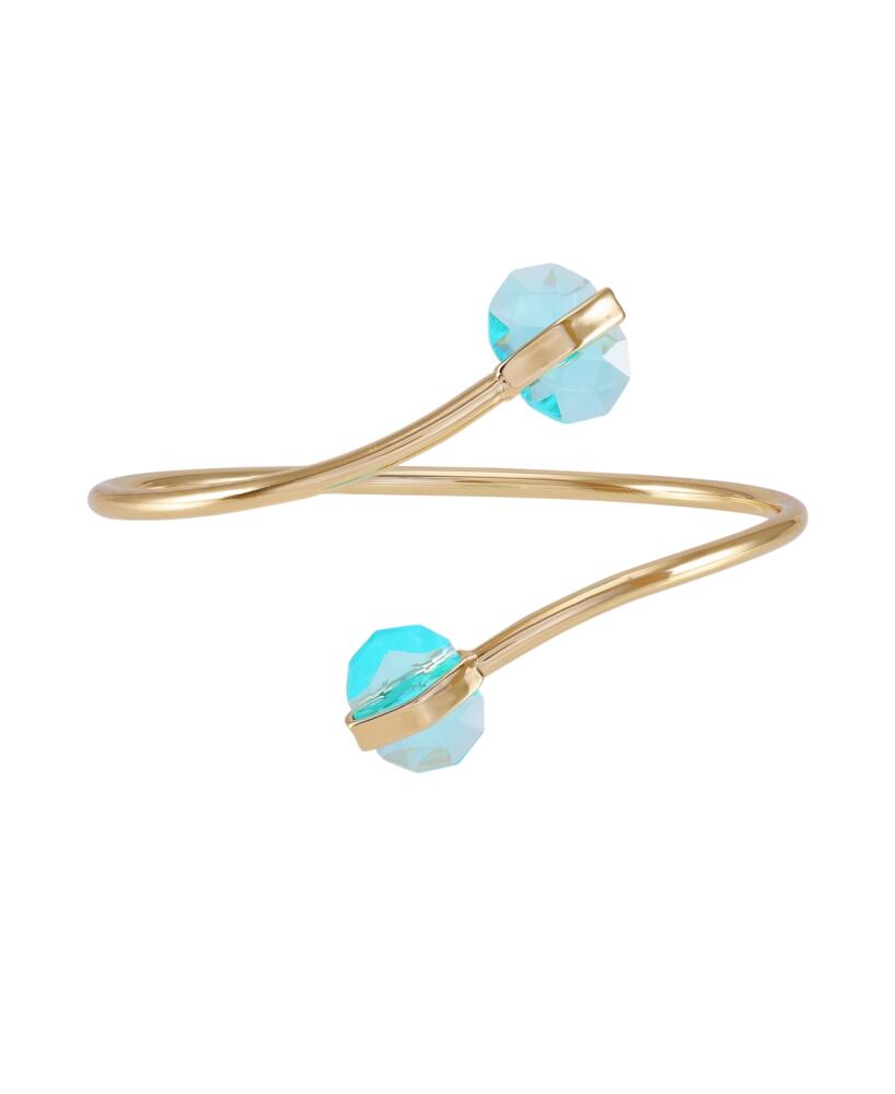 Vince Camuto Gold-Tone Light Blue Glass Stone Open Cuff Bracelet - Gold Cover