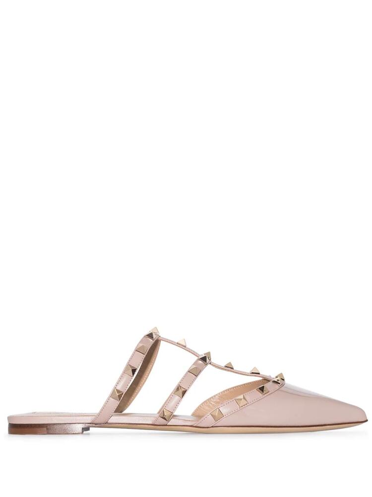 Valentino Garavani Rockstud patent leather mules - Neutrals Cover