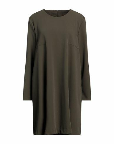 Manila Grace Woman Mini dress Military green Polyester, Viscose, Elastane Cover