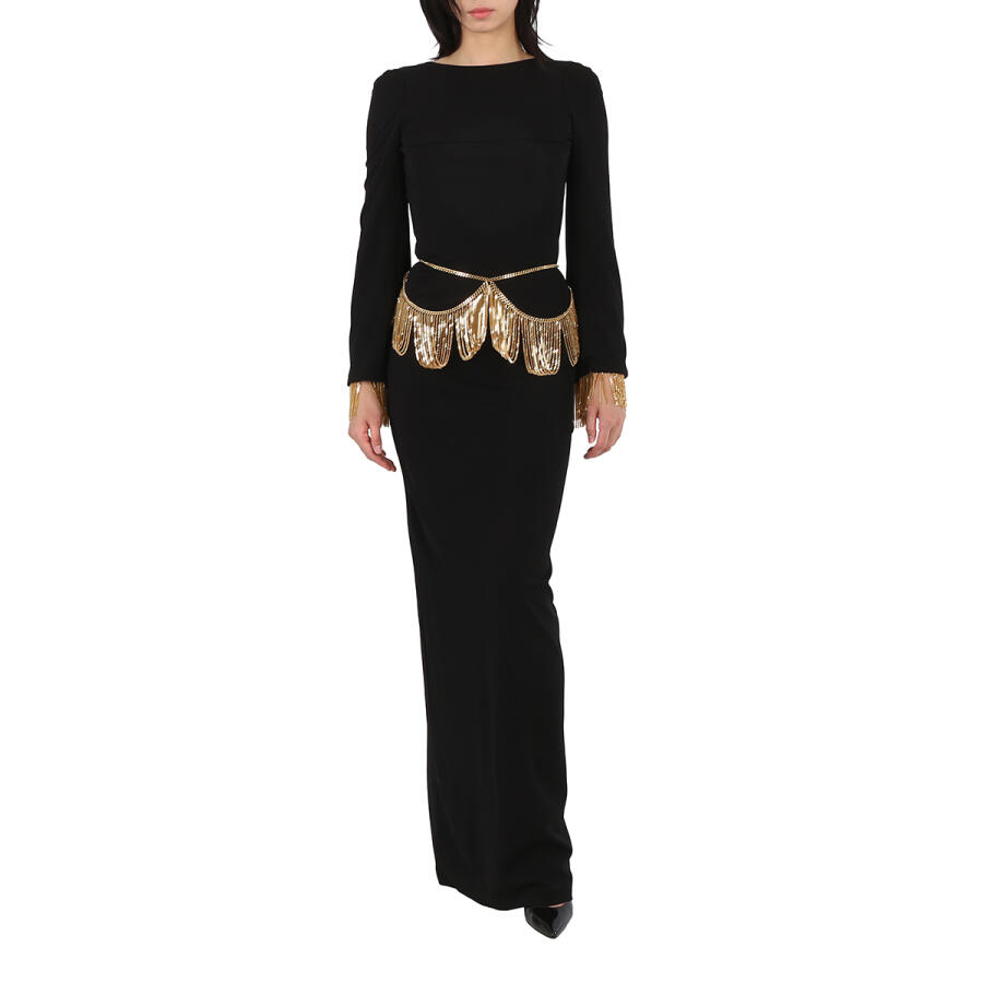 Burberry Black Long-sleeve Chain Detail Gown Cover