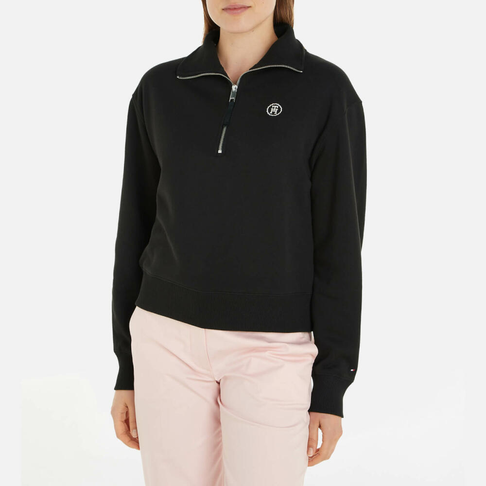 Tommy Hilfiger Cropped Cotton-Blend Half-Zip Sweatshirt Cover