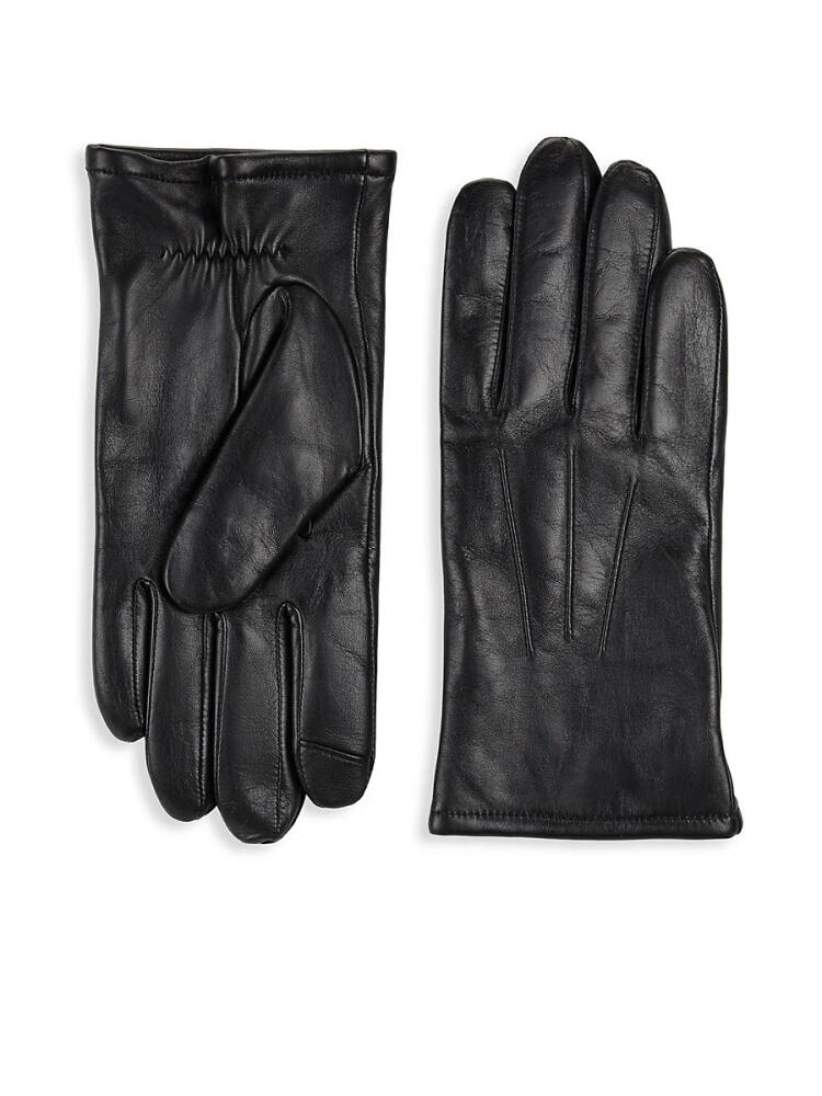 Saks Fifth Avenue Men's Classic Leather Gloves - Black Cover