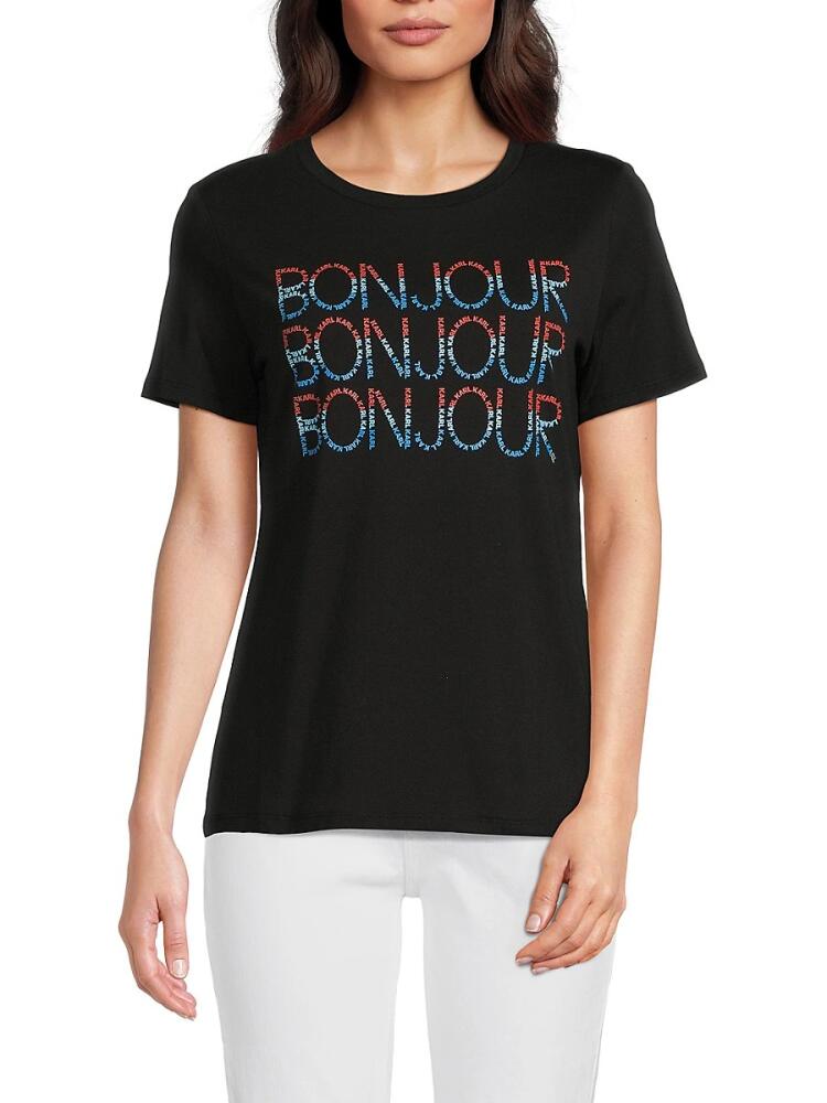 Karl Lagerfeld Paris Women's Logo Graphic Tee - Black Cover