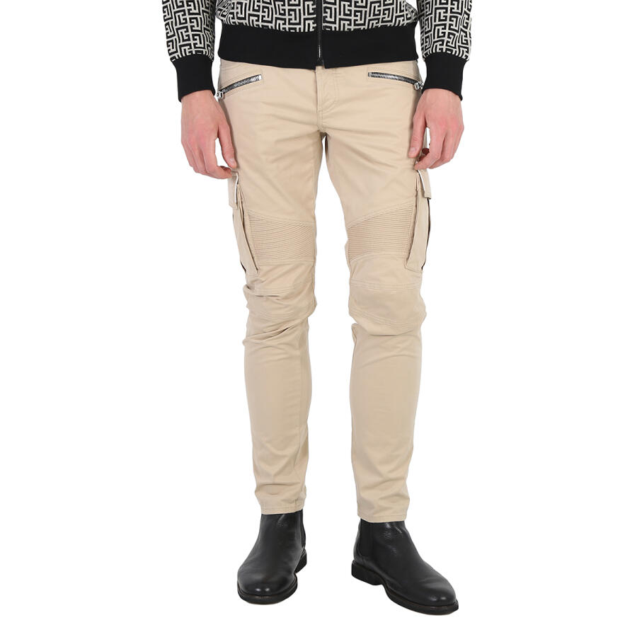 Balmain Mens Beige Cotton Cargo Tapered Pants Cover