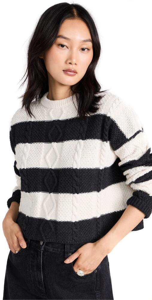 ASKK NY Cable Cropped Crew Sweater Stripe Cover