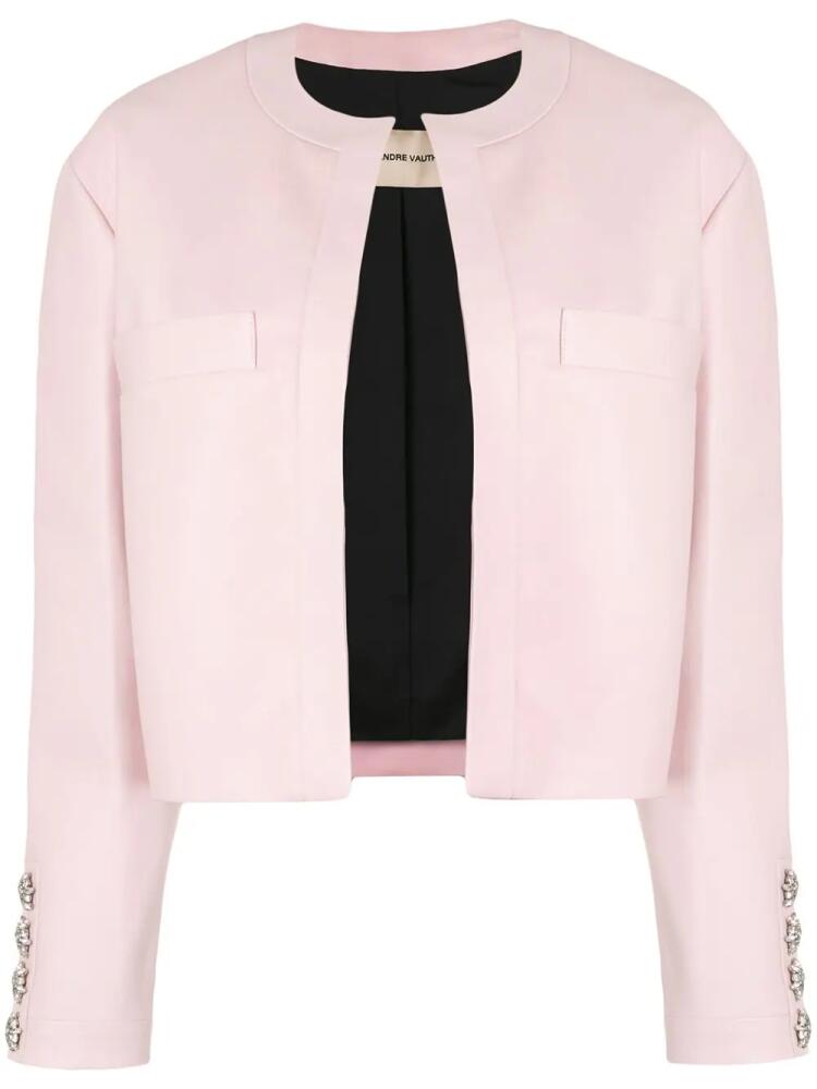 Alexandre Vauthier crystal button leather jacket - Pink Cover