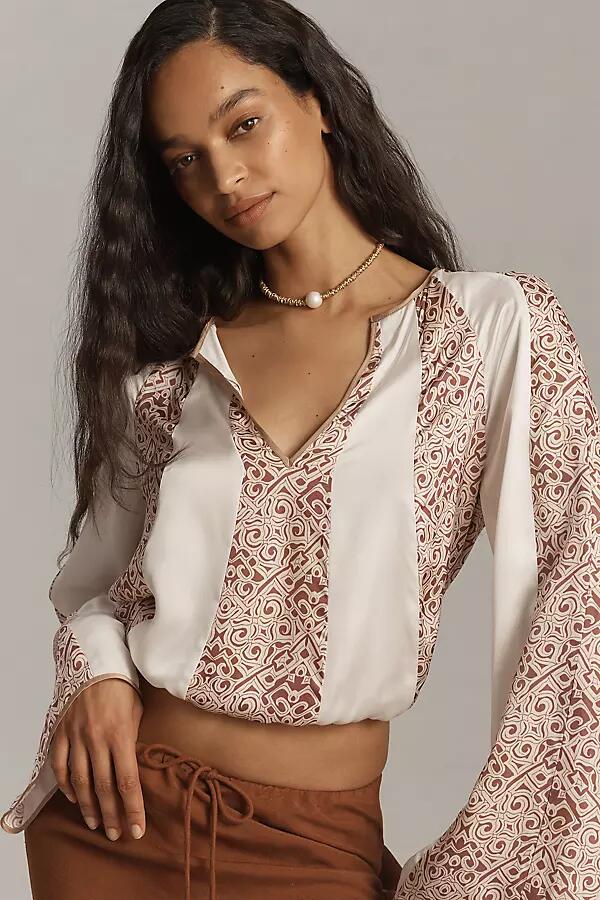 By Anthropologie Silky Spliced Blouse Cover