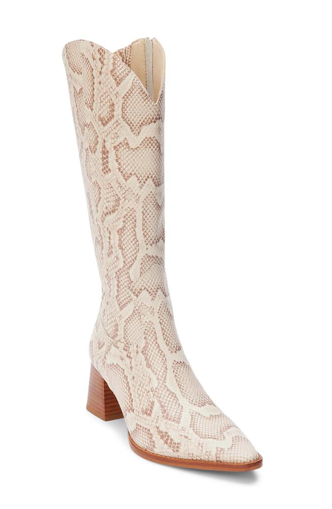 Matisse Addison Pointed Toe Western Boot in Beige Multi Snake Cover