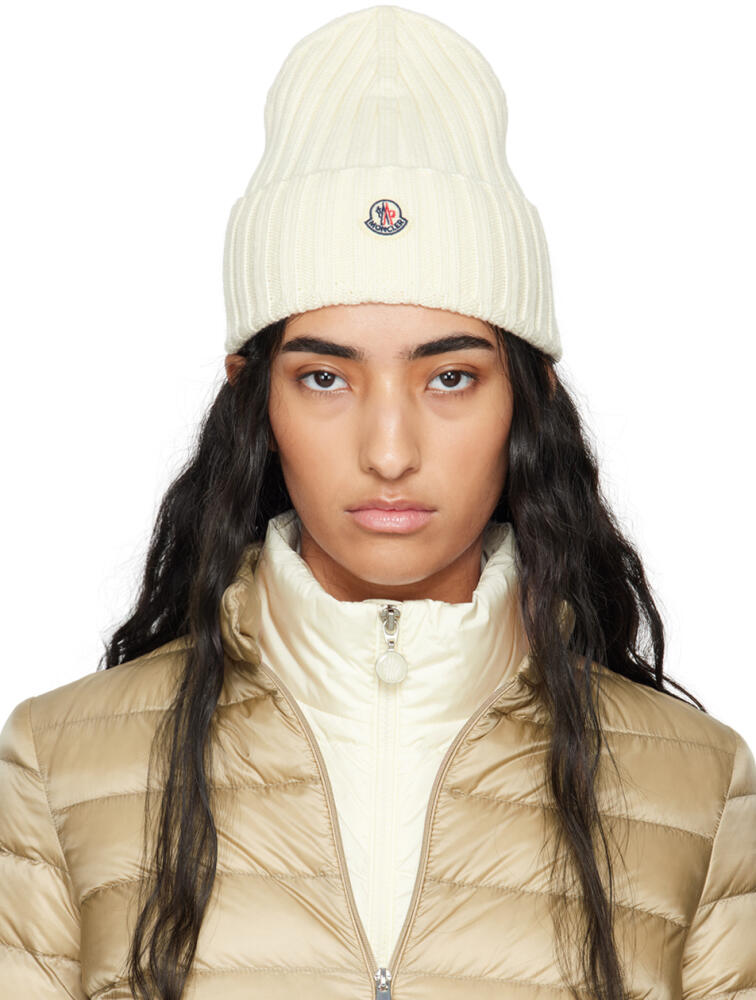 Moncler White Wool Beanie Cover