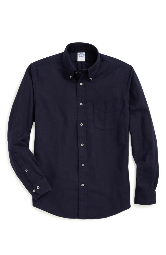 Brooks Brothers Solid Flannel Button-Down Shirt in Navy Cover