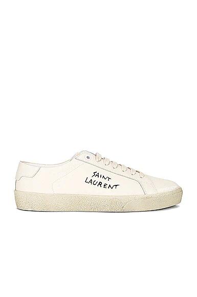 Saint Laurent Embroidered Sneakers in Ivory Cover