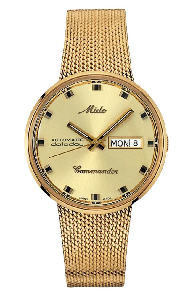 MIDO Commander Automatic Mesh Strap Watch, 37mm in Gold/Yellow/Gold Cover