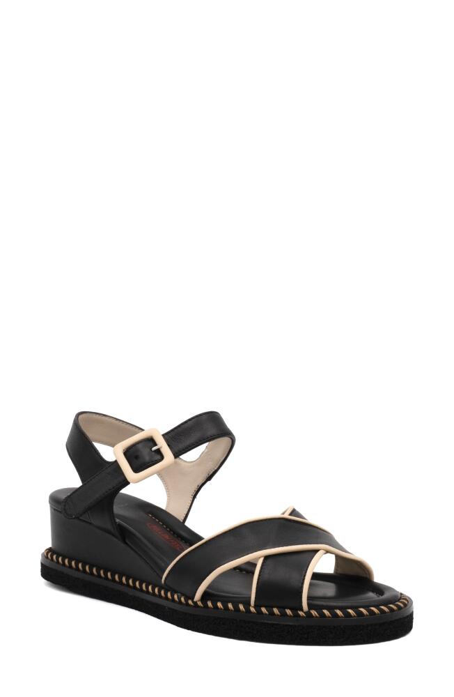 Amalfi by Rangoni Montecarlo Wedge Sandal in Black/Sand Parma Combo Cover