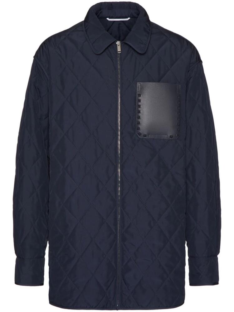 Valentino Garavani Rockstud Untitled quilted shirt jacket - Blue Cover