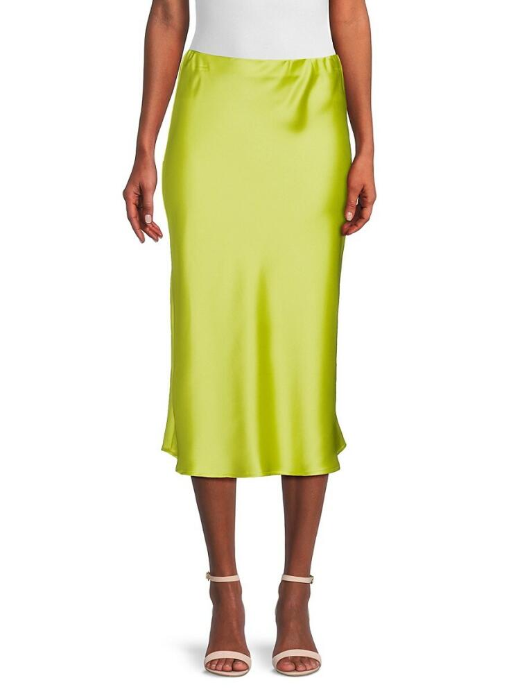 Renee C. Women's Satin Midi Skirt - Citron Cover