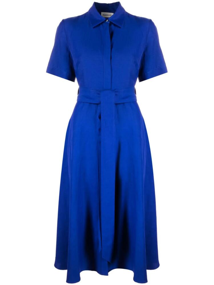 P.A.R.O.S.H. belted short-sleeve shirt dress - Blue Cover