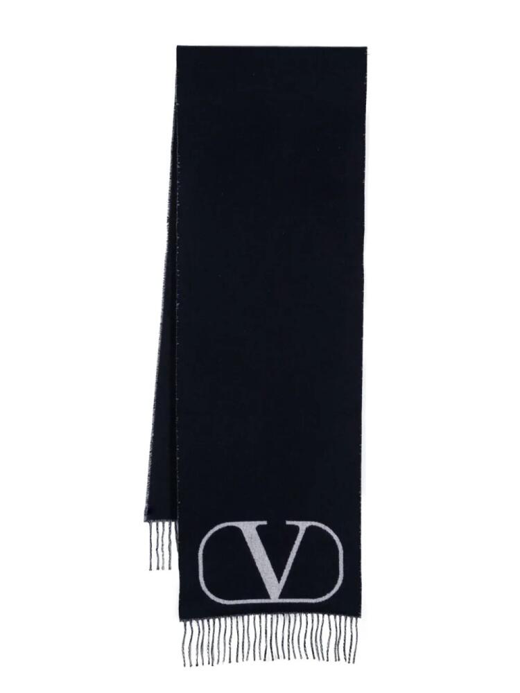 Valentino Garavani VLogo Signature frayed scarf - Blue Cover