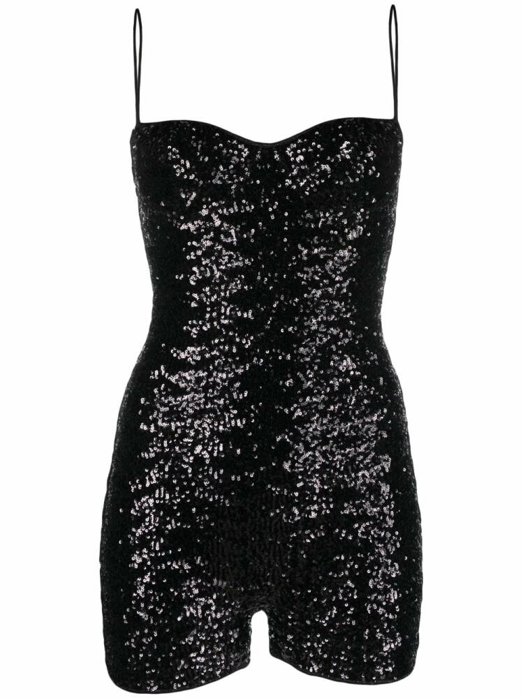 Oséree sweetheart-neck sequined playsuit - Black Cover