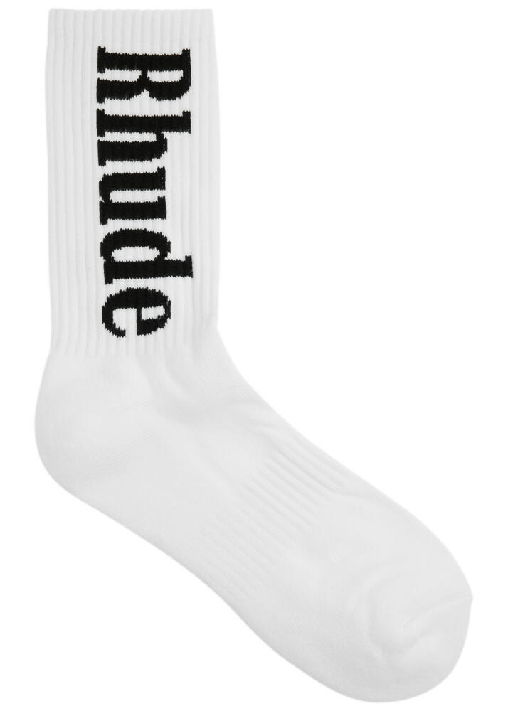 Rhude Moonlight Logo Cotton-blend Socks - White Cover