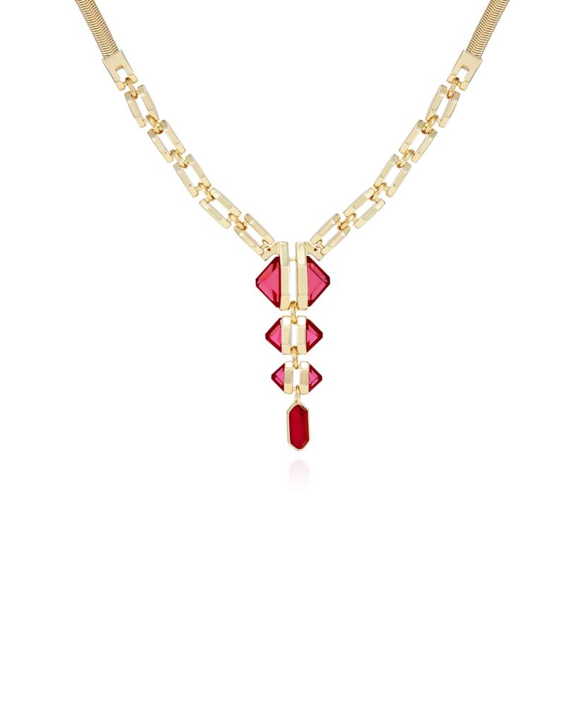 Vince Camuto Gold-Tone and Red Siam Pendant Thick Snake Chain Statement Necklace - Gold, Siam Red Cover