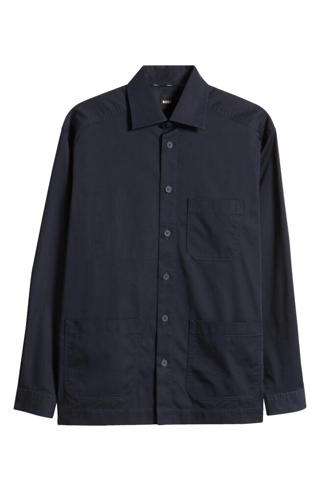 BOSS Cory Stretch Cotton Blend Button-Up Work Shirt in Dark Blue Cover