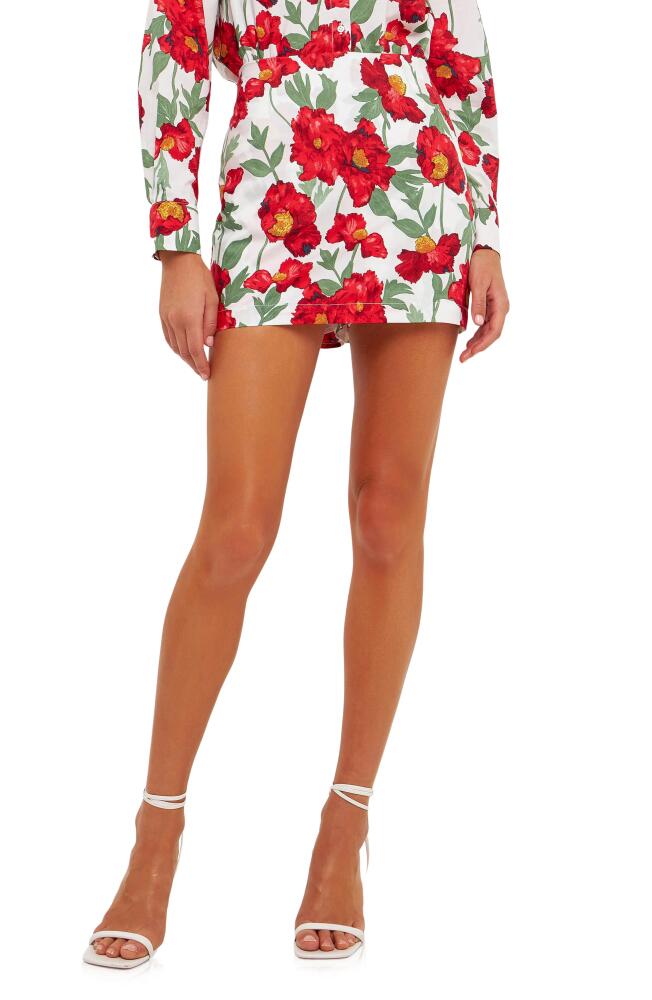 Endless Rose Floral Cotton Mini Skort in White/Red Cover