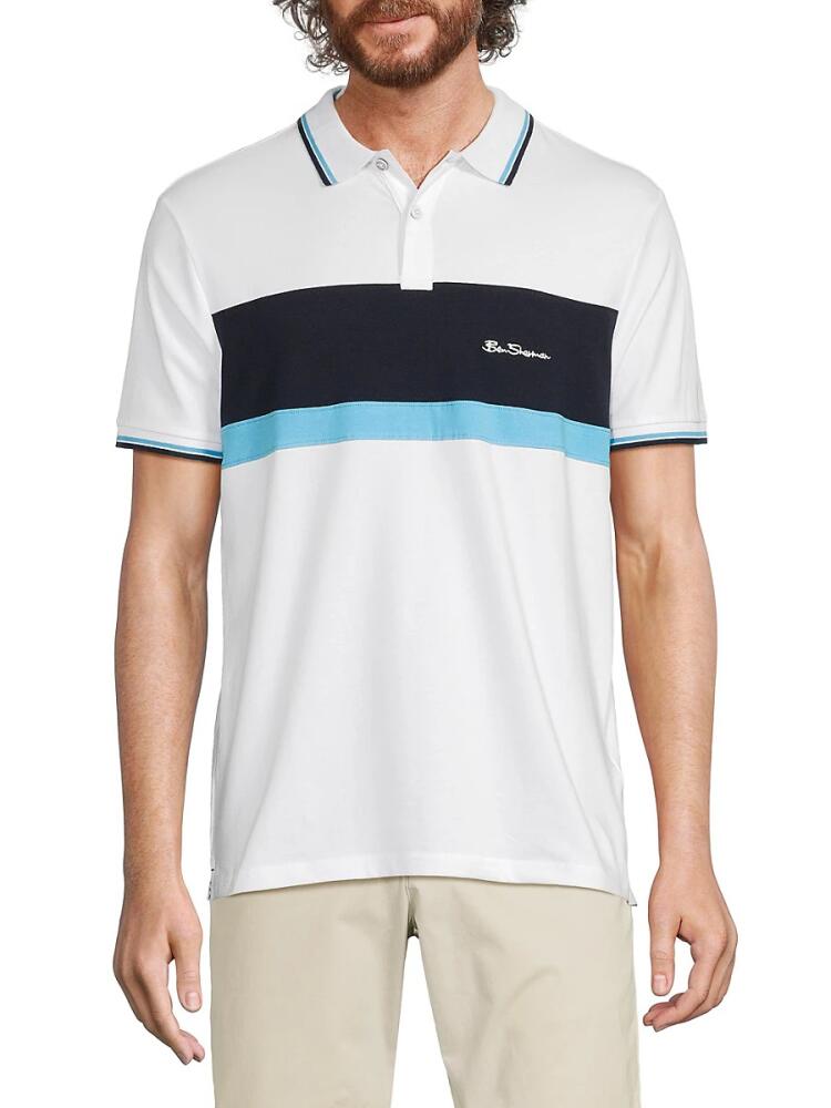 Ben Sherman Men's Striped Logo Polo - Bright White Cover