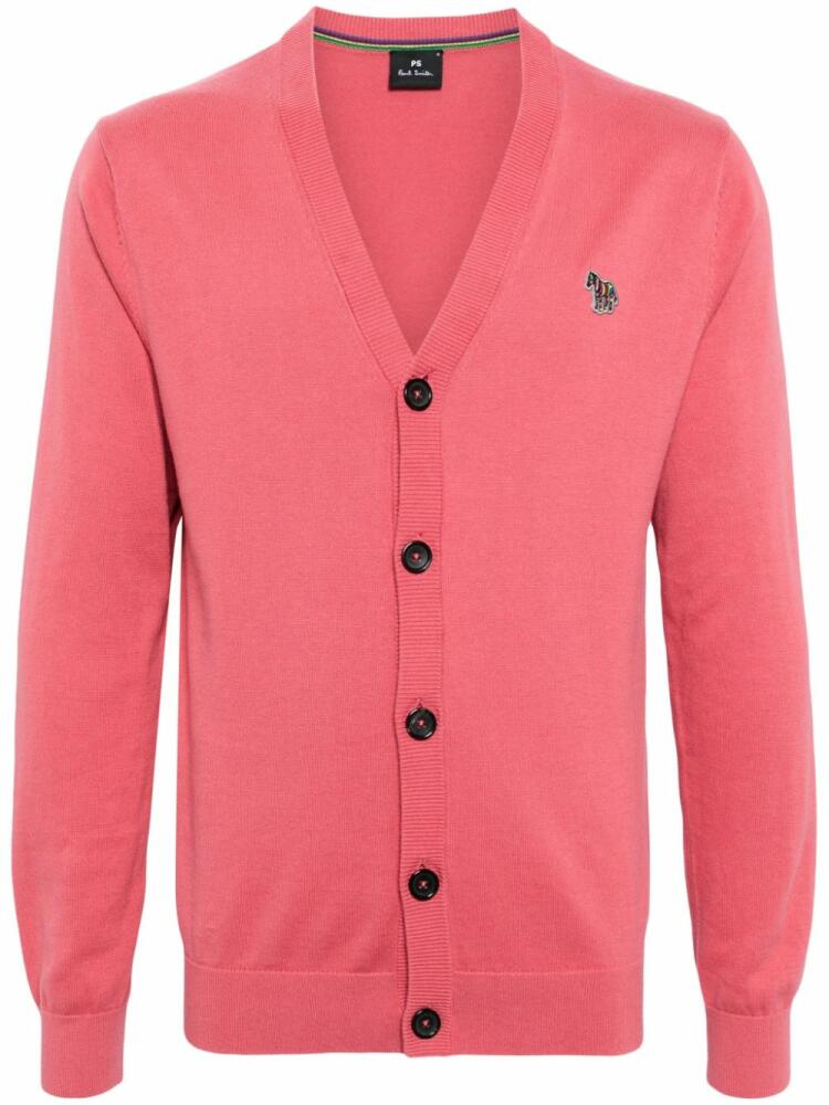 PS Paul Smith logo-patch organic cotton cardigan - Pink Cover