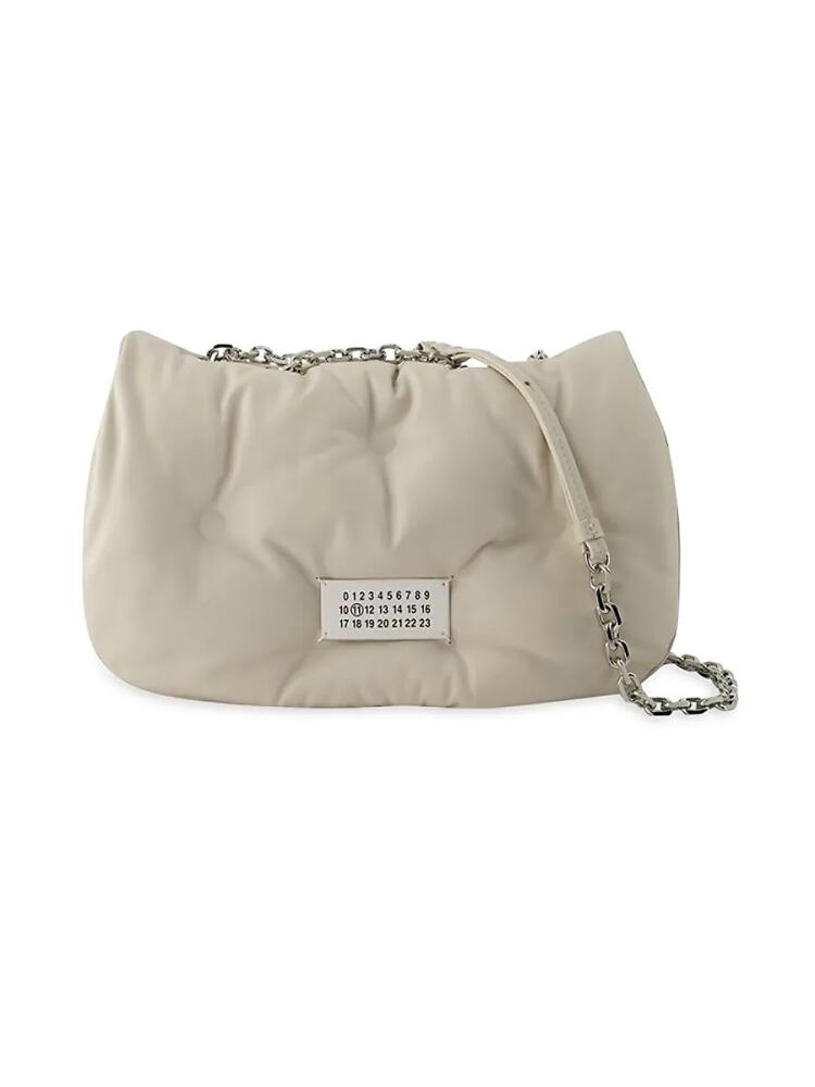 MM6 Maison Margiela Women's Glam Slam Flap Medium Hobo Bag - Maison Margiela - Leather - Beige - Beige Cover