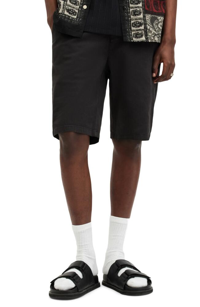 AllSaints Troy Stretch Twill Shorts in Licorice Black Cover