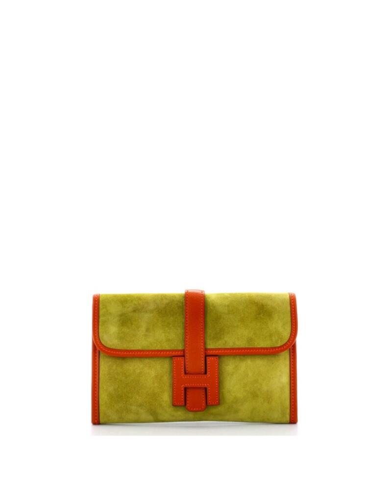 Pre-Owned Hermes 20 Jige Clutch Doblis Suede Cover