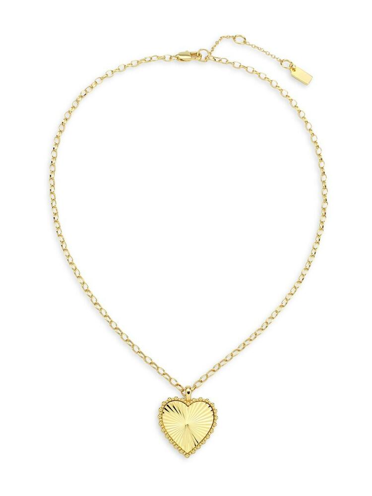 SAVIENE Women's 3-5 Mils Goldplated, Aluminum & Cubic Zirconia Heart Pendant Necklace - Pink Cover