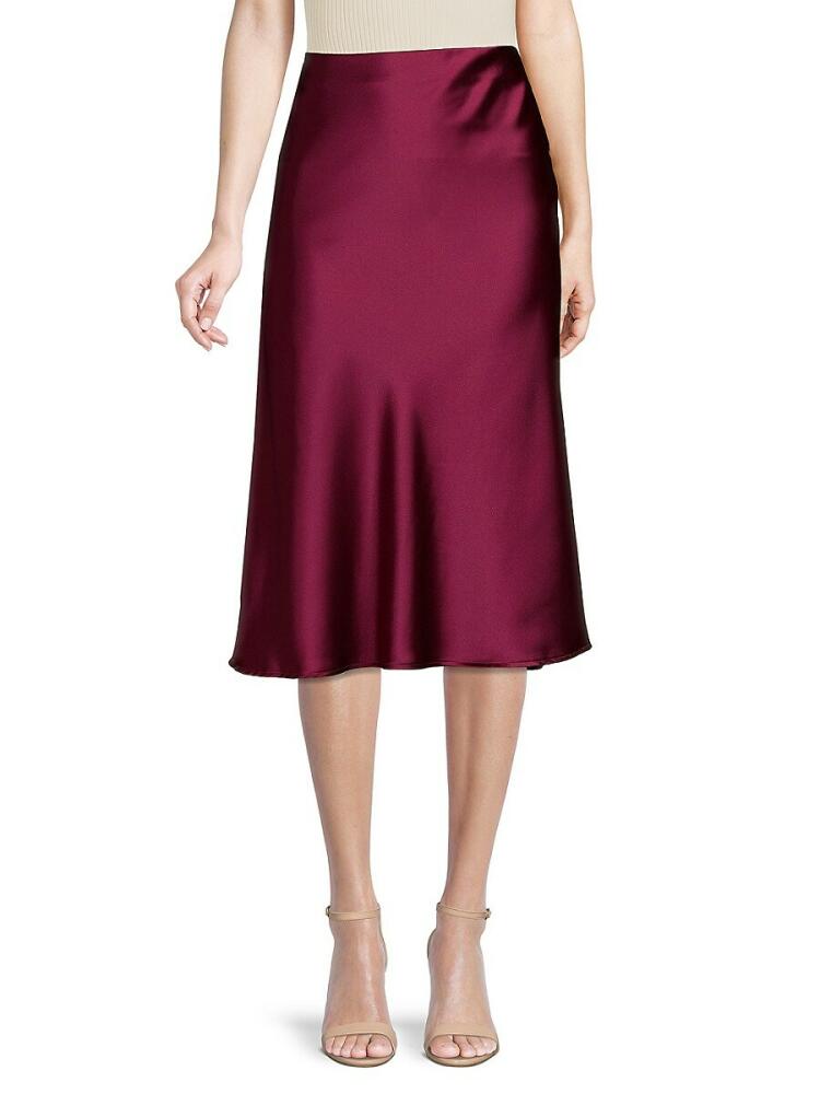 Renee C. Women's Satin Midi Skirt - Burgundy Cover