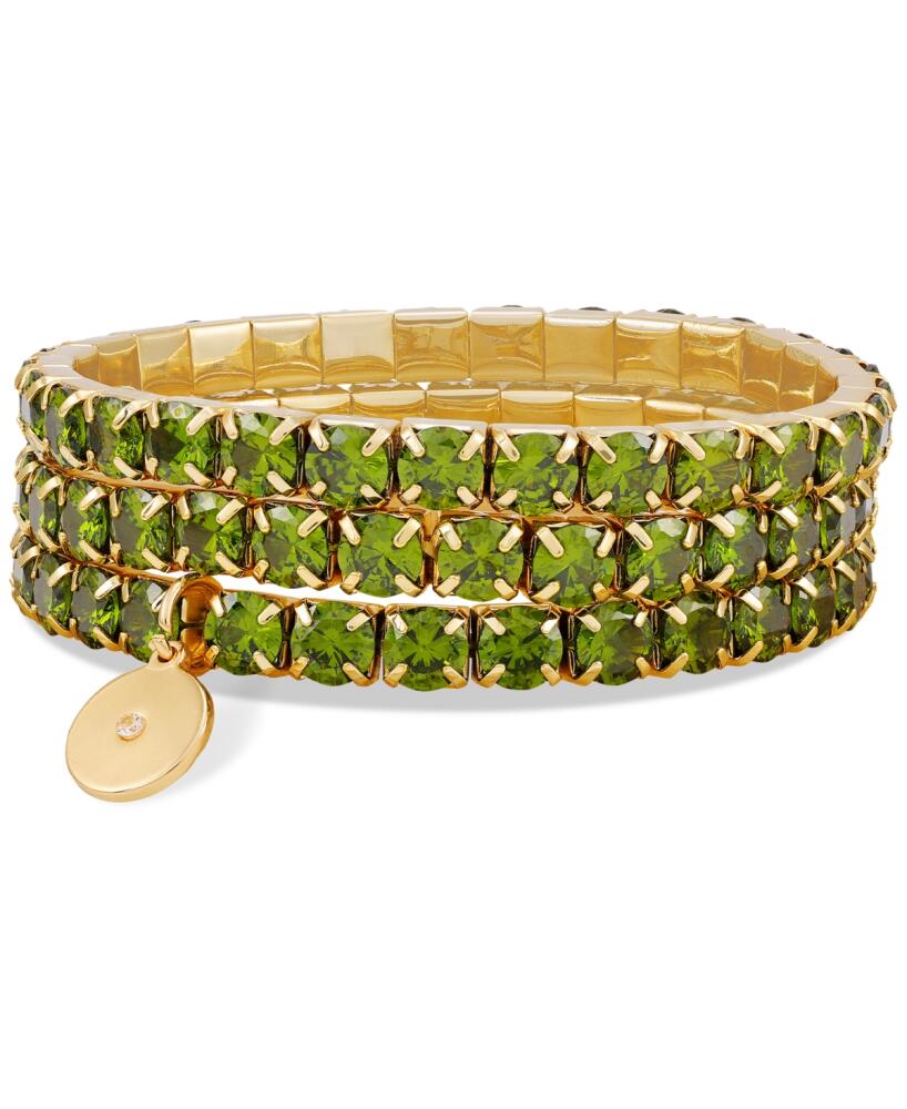 Vince Camuto Gold-Tone or Silver-Tone Stretch Bracelet Trio Set - Green Cover